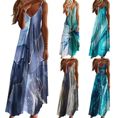 Waist Casual Loose Fit Female Long Dresses Floral Printed Must-Have Clothes • $29.29