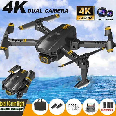 $42.80 • Buy HD Camera Drones WiFi FPV Foldable RC Quadcopter Pro 5G 4K GPS Drone 3 Batteries