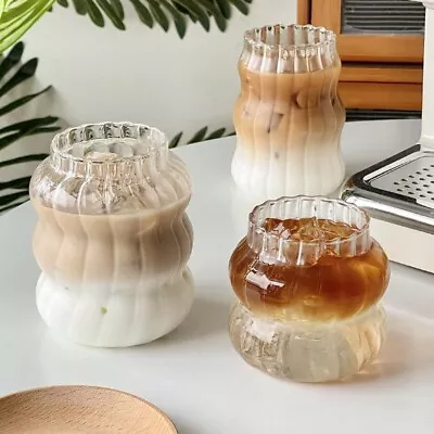 Wave Shape Glass Stripes Cup Vertical Grain Mugs Stylish   Coffee • $15.22