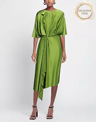 RRP €990 VICTORIA BECKHAM Midi Dress UK8 US4 IT40 S Green Draped Cut Out Keyhole • $62.26