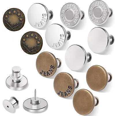 NEW 12 Sets Button Pins Jeans No Sew Metal Pant Instant Replacement Reusable US • $4.99