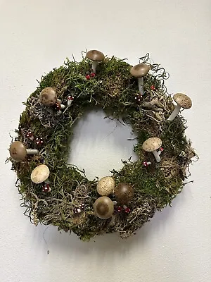 Handcrafted Moss Wreath With Mushrooms • $65