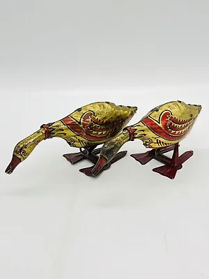 Louis Marx Wind Up Goose Vtg 1930s 1940s Tin Toy Metal Duck USA Made Lot Of 2 • $44.09