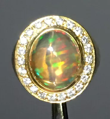 18k Yellow Gold HEAVY 22.5 Gr Men's Opal & Diamond Ring Size 10.5 • $3995