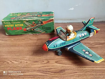 Rare Vintage Battery Powered Tin Toy Fighter Aircraft Of 50's Made In Japan.  • $355