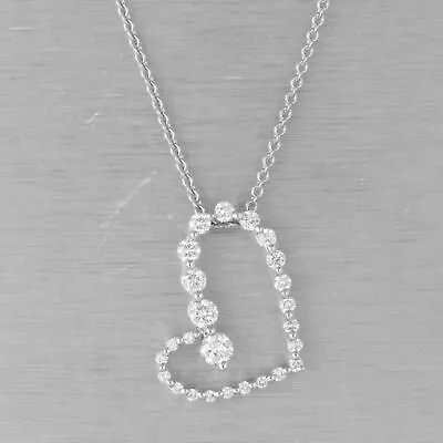 Movado 18k White Gold Diamond Asymmetrical Graduated Heart Necklace 0.60ctw 16  • $1928.14