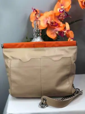 L.A.M.B Gwen Stefani Orange & Ivory Leather Chain Strap Crossbody Bag • $94.49