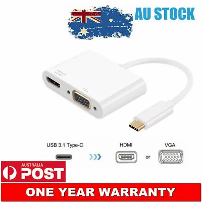 $9.99 • Buy USB 3.1 Type C USB-C To HDMI VGA 4K Multiport Adapter Cable For Apple Macbook 
