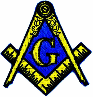 Masonic Square & Compasses Iron On Embroidered Patch Badge 3  • $5.99