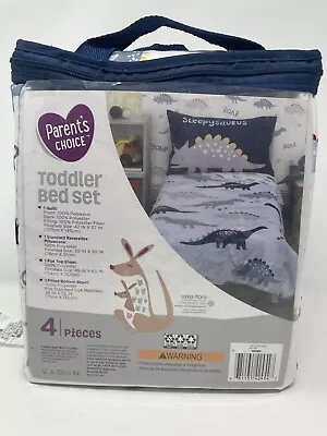 Parent's Choice 4-Piece Toddler Bedding Set Blue Dino Sleepysaurus • $25