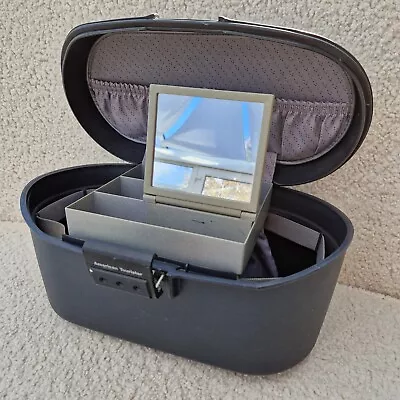 American Tourister Samsonite Dark Grey Vanity Case Carry Cosmetics Makeup 90s • £18