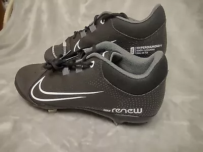 NEW Size 11 Black Nike React Hyperdiamond 4 Metal Softball Cleats Womens Drag On • $29.50