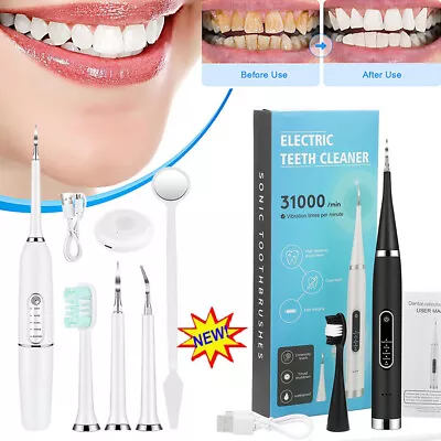 $12.95 • Buy Electric Ultrasonic Dental Tartar Plaque Calculus Tooth Remover Set Cleaner USA