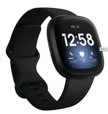 Fitbit Versa 3 Wristband Activity Tracker - Black (FB511BKBK) With 2 Bands (L/S) • $110