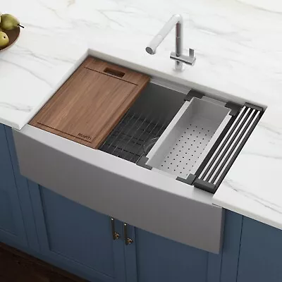 Ruvati 33  Apron-front Workstation Farmhouse 16 Gauge Kitchen Sink-RVH9200 • $199