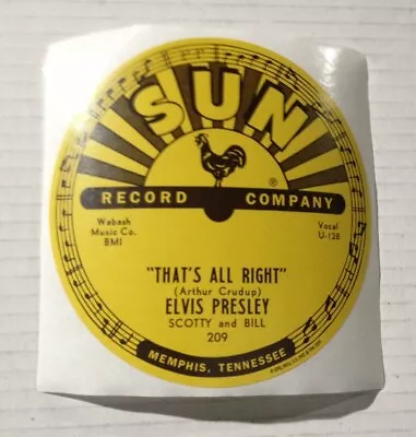 Elvis Presley - That's All Right Mama - Sun Records 78 RPM Sticker • $4.99