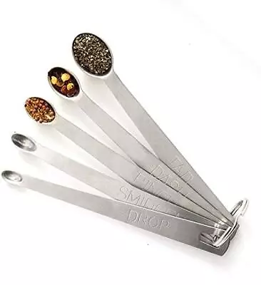 Measuring Spoons Set Of 5 Tad Dash Pinch Smidgen And Drop Mini Stainless Steel • $10.42