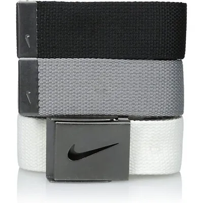 Nike Mens Web Belt 3 In 1 Pack White/grey/black Fit Up To 42  *open Box* 18662b • $18.95