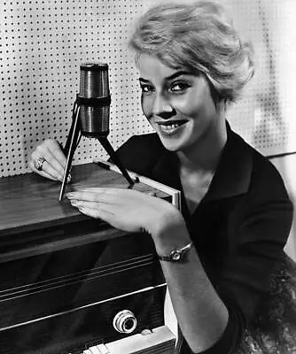 Woman Presenting Stereo Microphone Germany 1959 Old Historic Photo • $9