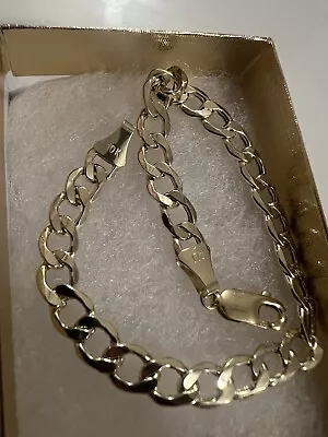 10K Yellow Gold 6.5mm Italian Cuban Link Curb Chain Bracelet Lobster Clasp 8  • $494.95