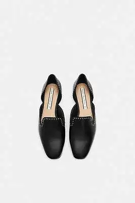 $44.99 • Buy Zara Studded Moccasin Flat Shoes Black Sz Us 8 Eur 39 New