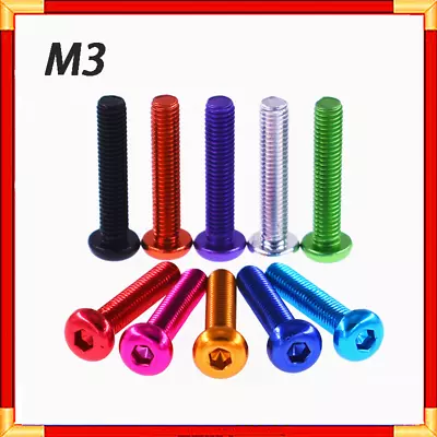£2.87 • Buy M3 Button Head Socket Cap Screws Allen Bolts Hex Drive Aluminum Alloy L=6mm-30mm