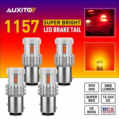 4pc Super Red 1157 Brake SMD LED Tail Stop Light BAY15D Lamp Bulbs 7528 2357 EON • $22.99