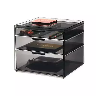 3-Drawer High Cosmetic Organizer Smoke/Matte Black • $30.49