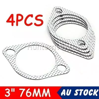 4X 3  76MM EXHAUST GASKET - 107MM BOLT SPACING 3 INCH FLANGE 4 Pieces NEW • $11.95