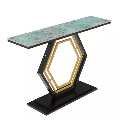 WISFOR Heavy Duty Console Table 47.2  Green Marble Accent Table Sofa Side Desk • $189.92