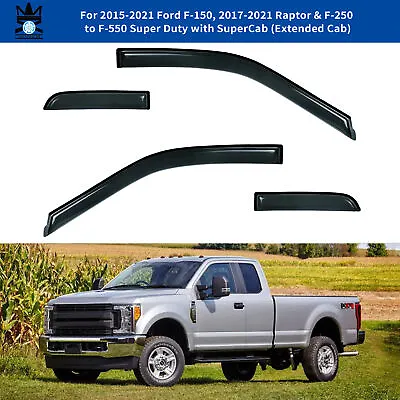 Vent Visor Rain Guards For 15-21 Ford F-150 17-21 Raptor&F-250 To F-550 SuperCab • $36.99