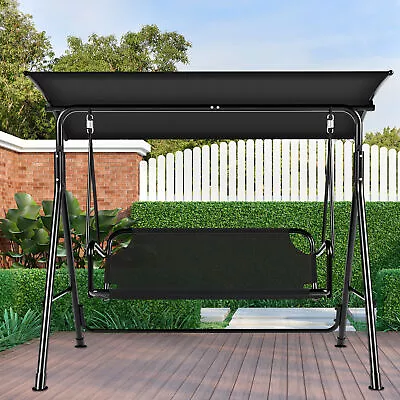 TAUS Outdoor Swing Chair 3 Person Patio Hanging Porch Garden Yard W/ Canopy • $100.03