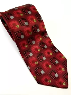 Gianni Versace Necktie Men’s Red Silk Squares Medusa Heads Luxury Designer Italy • $60