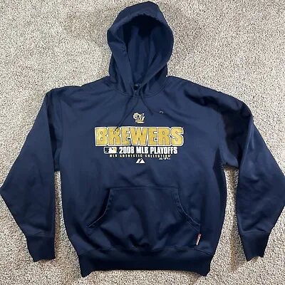 Milwaukee Brewers Hoodie Sweatshirt Majestic Authentic Collection Sz Large • $27.92