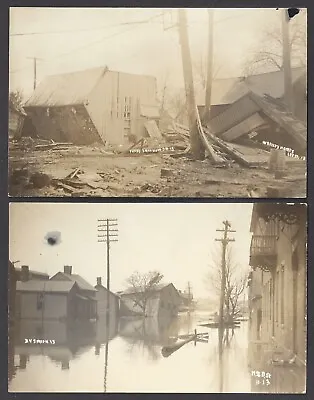 Miamisburg Oh ~ 1913 Flood Scene Homes & Street 2 Real Photo Pcs • $14.99