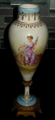 Serves France Hand Painted Vase Women And Cherub Fishing Artist Signed Raguet • $59.95