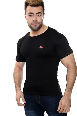 Men QM Compression Gym Fit BLACK Short Sleeve Fitness Sport Workout Tops T-shirt • £7.79
