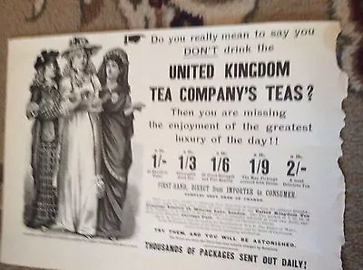 M62 Ephemera 1893 Victorian Picture Folded Uk Tea Company Mincing Lane London • £3.40