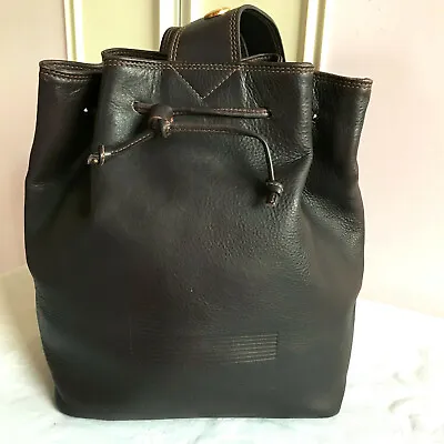 LANCEL Paris Vintage Genuine Leather Bucket Bag In Brown - Made In Italy Y2K • £45