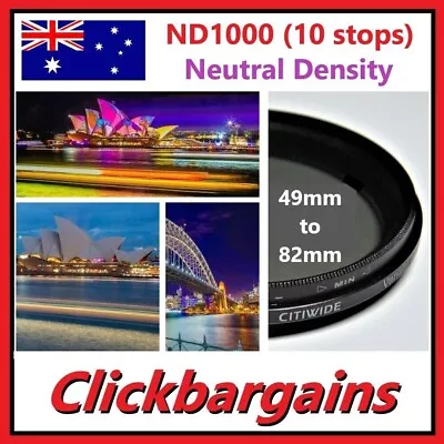 Neutral Density ND1000 62mm 67mm 72mm 77mm 82mm Camera Lens Filter Canon Nikon • $19.95