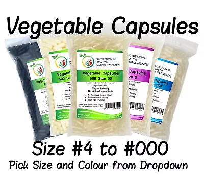 Empty Vegetable Vegan Capsules SGS GMP Certified Size #4 3 2 1 0 00 000 • $278