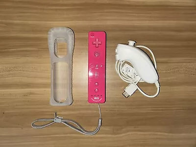 Nintendo Wii Motion Plus Controller With Nunchuck - Pink Tested & Working • $34.90