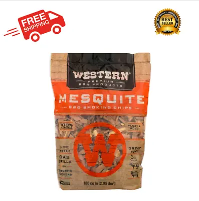 Western Premium BBQ Products Mesquite BBQ Smoking Chips 180 Cu In Free Shipping • $5.79