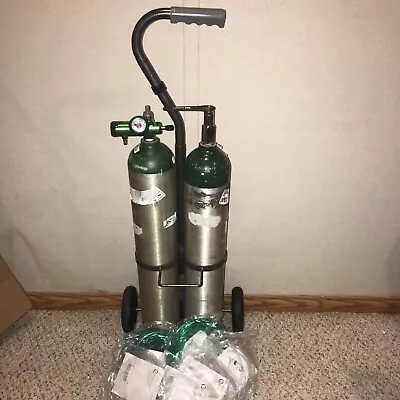 Medical Oxygen Tanks Size E Un1072  Empty Cart/regulator /cannulas/ + Extra Used • $135