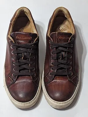 Magnanni Mens Brando Lo Brown Leather Trainers Shoes Sneakers Size 9 M • $59.99