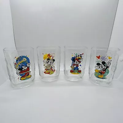Walt Disney World Celebration McDonalds 2000 Mickey Mouse Glass Cups - Set Of 4 • $19.99