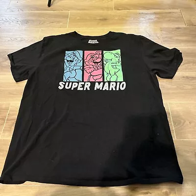 Super Mario Bros Shirt Adult XL Black Short Sleeve Nintendo Casual Logo Crew • $10.49