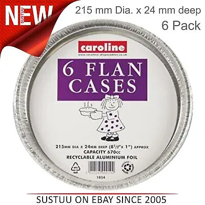 £8.96 • Buy Caroline Disposable 8  Aluminium Foil Flan Cases Dish Baking Pie│Pack Of 6