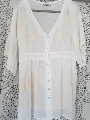 Changes Bh Together18creamfront Button Tunic/topembroidered Used • £11