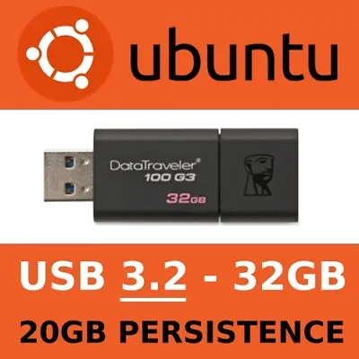 Ubuntu USB - Live Or Install Linux USB 3.2 (32GB) Chose Your Version • £8.93